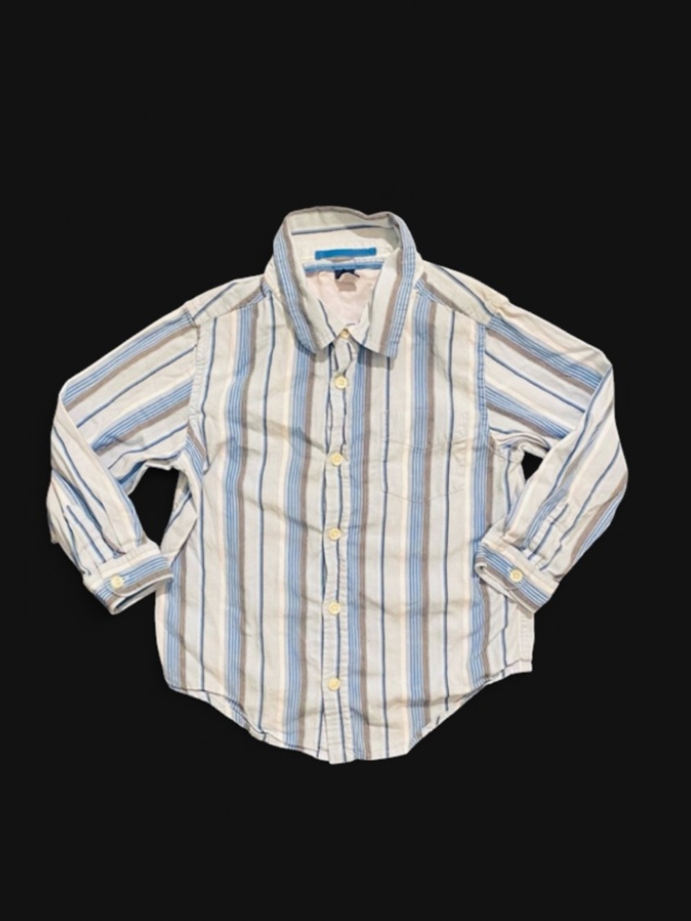 GAP Kids Button Down Shirt - Blue, White, and Tan Stripes
